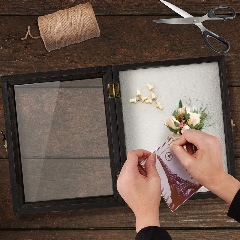 TJMOREE TJ.MOREE Shadow Box for Flowers 8 x 10 Shadowbox Display Case Picture Frame with Glass Window Door Wedding Bouquet Memorabilia Medals Military Photos Memory Box for Keepsakes - Rustic Black - Image 4